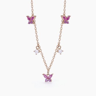 1 - Collana donna Mabina Argento rosato 553529 con zirconi bianchi e viola