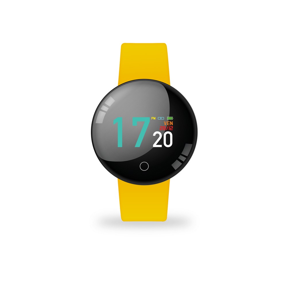 1 - Yellow Techmade unisex smartwatch in TM-FREETIME-YE silicone with cardio