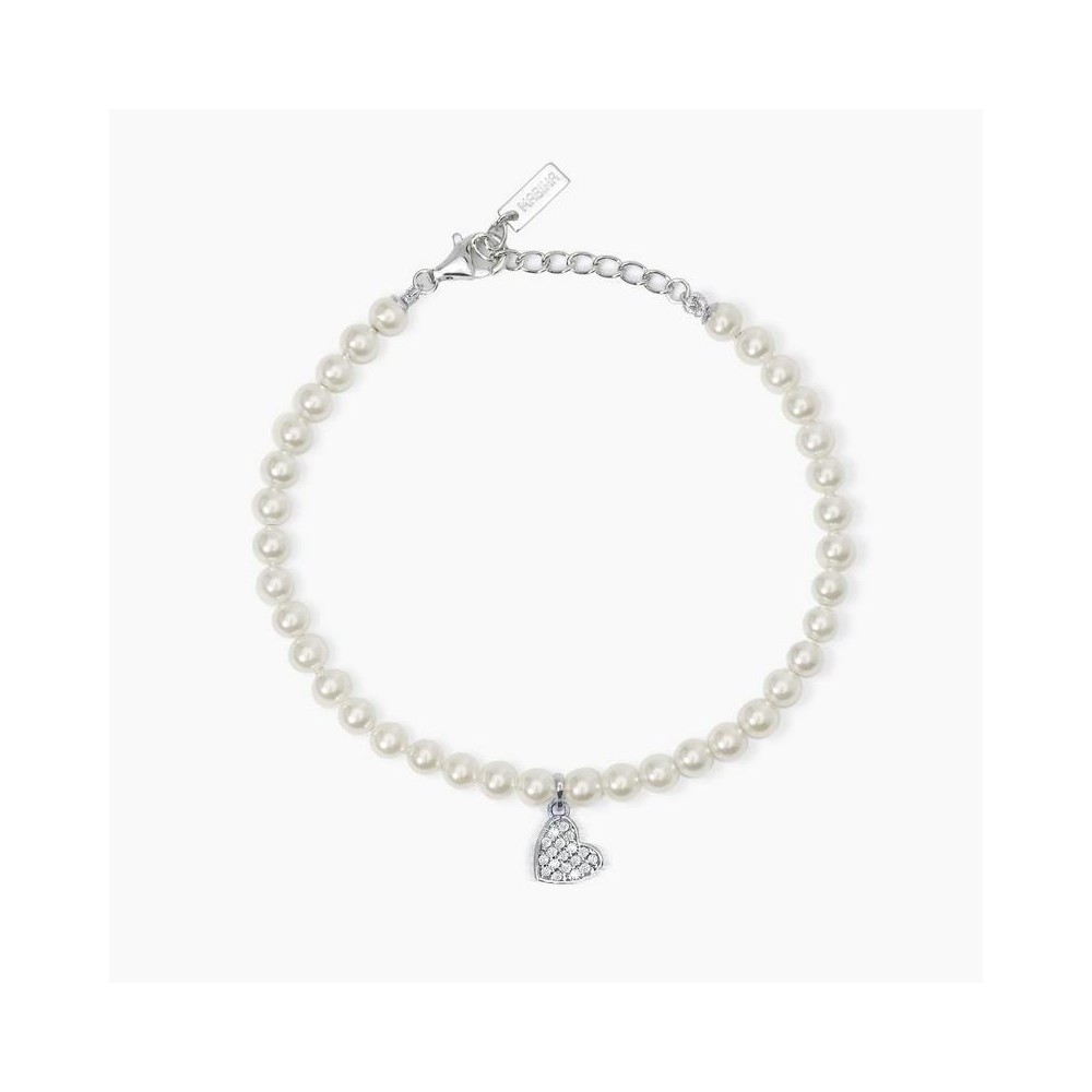 1 - Woman pearl bracelet with heart Mabina Silver 533733