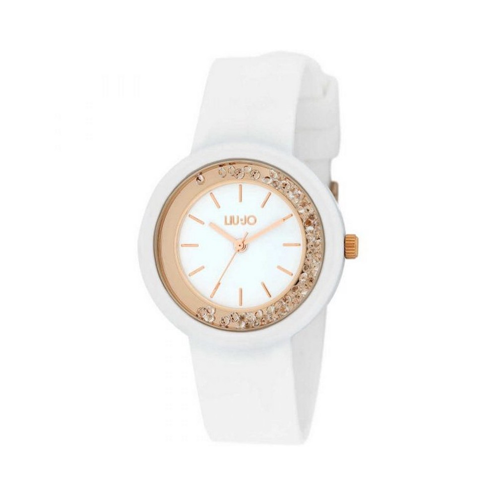 1 - Orologio donna Liu Jo Teen silicone bianco TLJ2200 cassa acciaio con cristalli