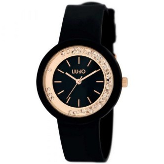 1 - Orologio donna Liu Jo Teen silicone nero TLJ2201 cassa acciaio con cristalli