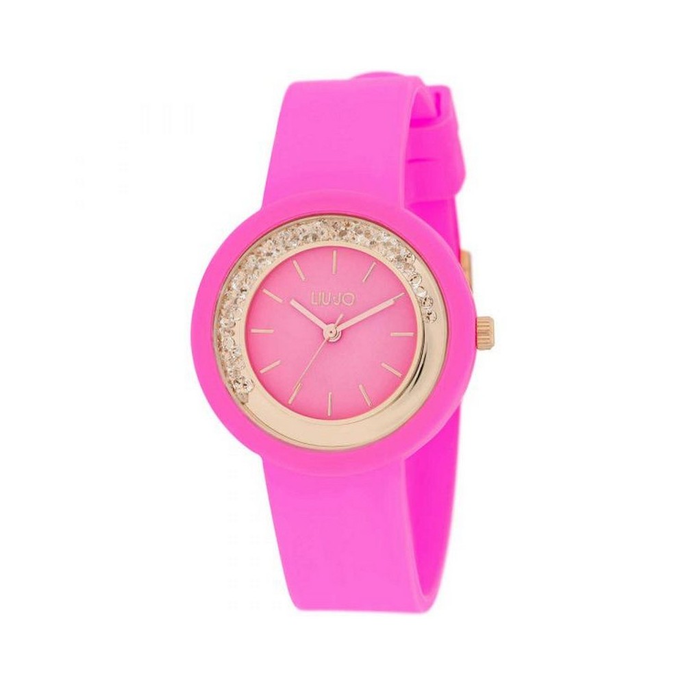 1 - Liu Jo Teen women's watch fuchsia silicone TLJ2203 steel case with crystals