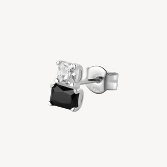 1 - Monorecchino donna Brosway Fancy Argento 925 con zircone nero e bianco FMB07