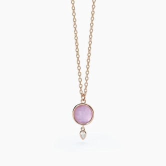 1 - Collana donna Mabina Argento rosato 553536 con pietra giada e cristallo bianco