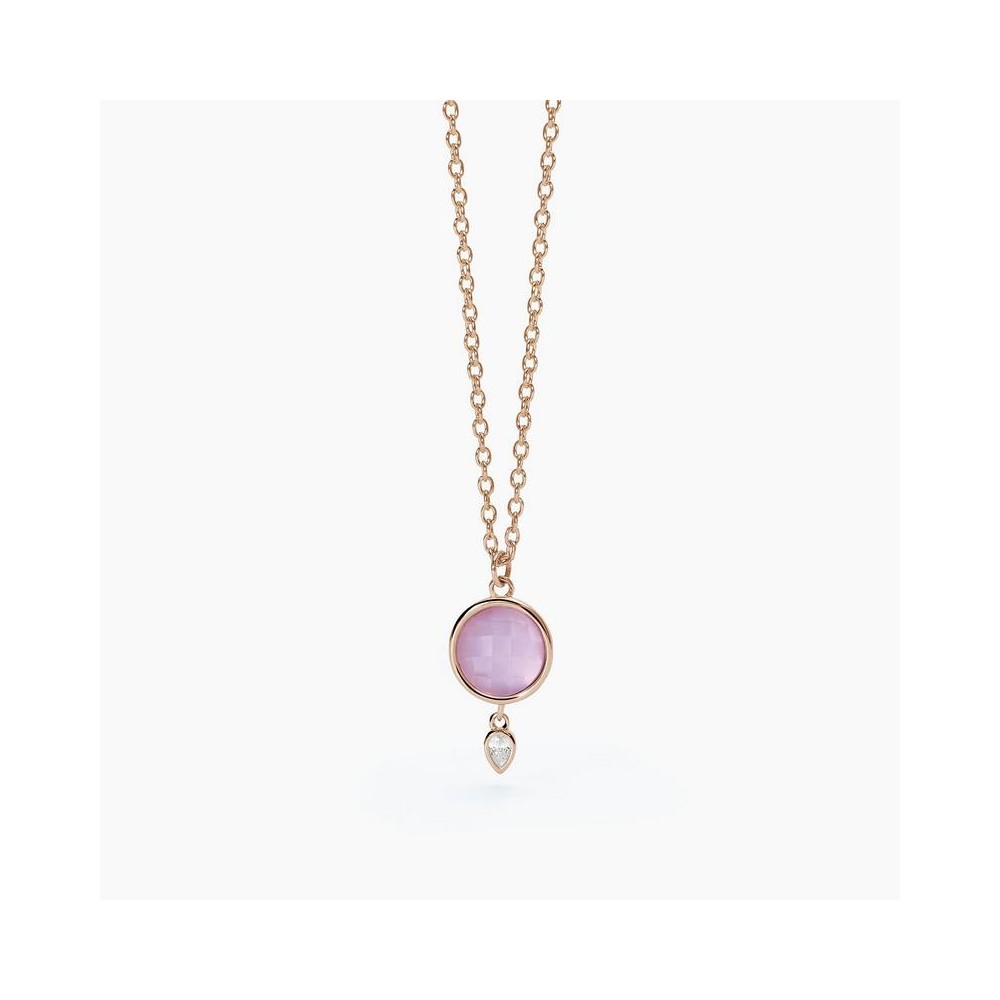 1 - Collana donna Mabina Argento rosato 553536 con pietra giada e cristallo bianco