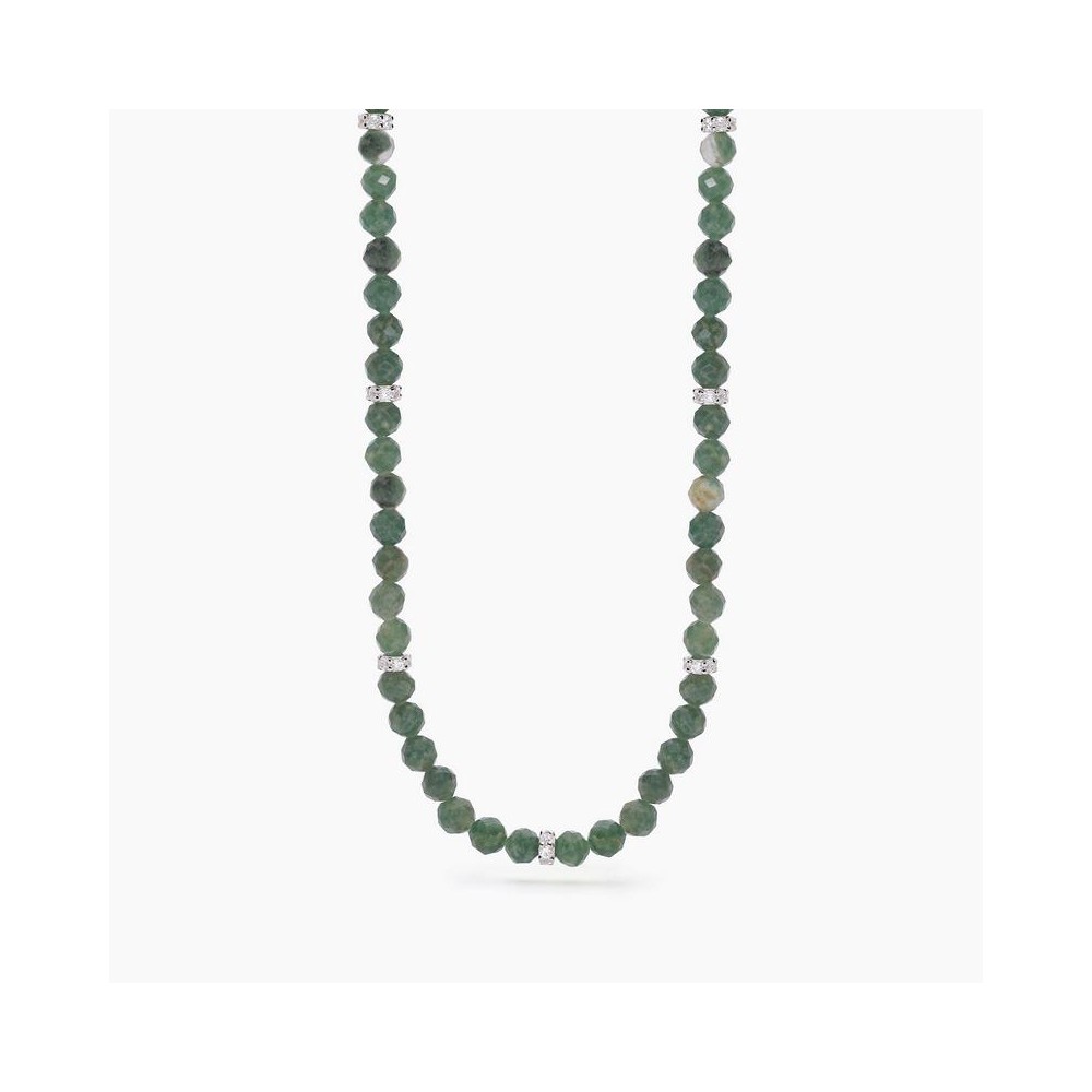 1 - Mabina faceted green agate woman necklace 553540 925 Silver