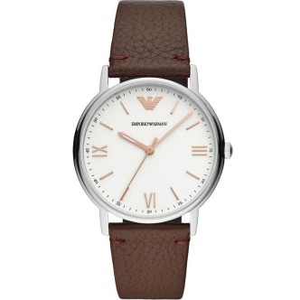 1 - Watch Emporio Armani steel only time man analog leather strap AR11173