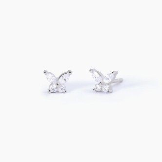 1 - Mabina silver butterfly woman earrings with zircons 563572