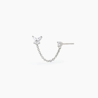 1 - Mabina silver butterfly woman earring with chain and zircons 563574