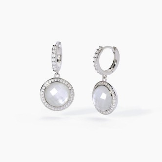 1 - Mabina Silver woman circle earrings with zircons and mother of pearl 563585