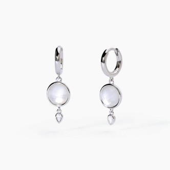 1 - Mabina Silver women's circlet earrings with mother of pearl and crystals 563588