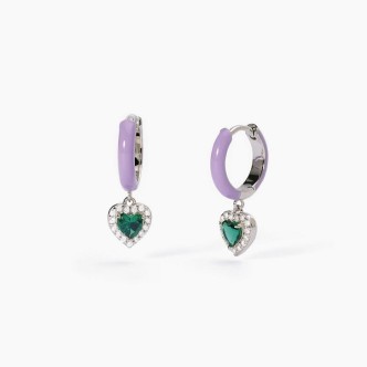 1 - Mabina silver heart hoop earrings with enamel and zircons 563593