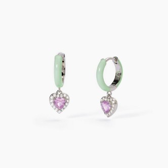 1 - Mabina silver heart hoop earrings with enamel and zircons 563594