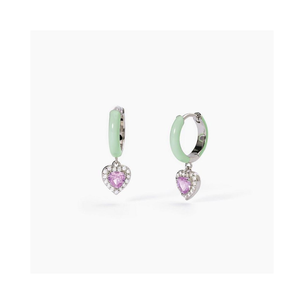 1 - Mabina silver heart hoop earrings with enamel and zircons 563594