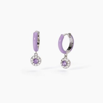 1 - Women's purple circlet earrings Mabina Silver with enamel and zircons 563595