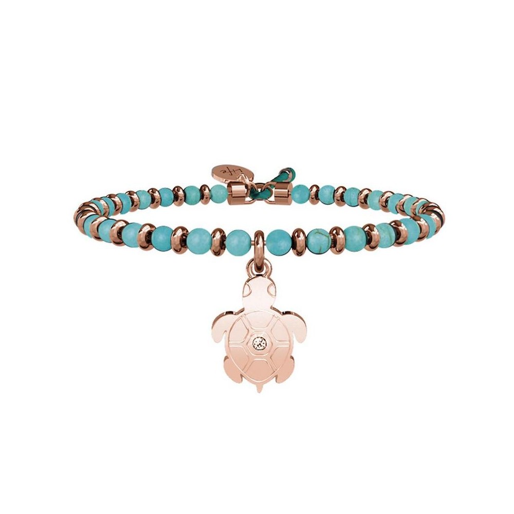 1 - Kidult bracelet 731439 Turquoise turtle pendant PVD rosè and crystals collection Animal Planet. Phrase of the bracelet: "