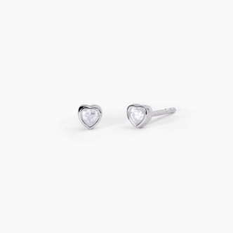 1 - Woman light point heart earrings Silver Mabina with zircons 563602