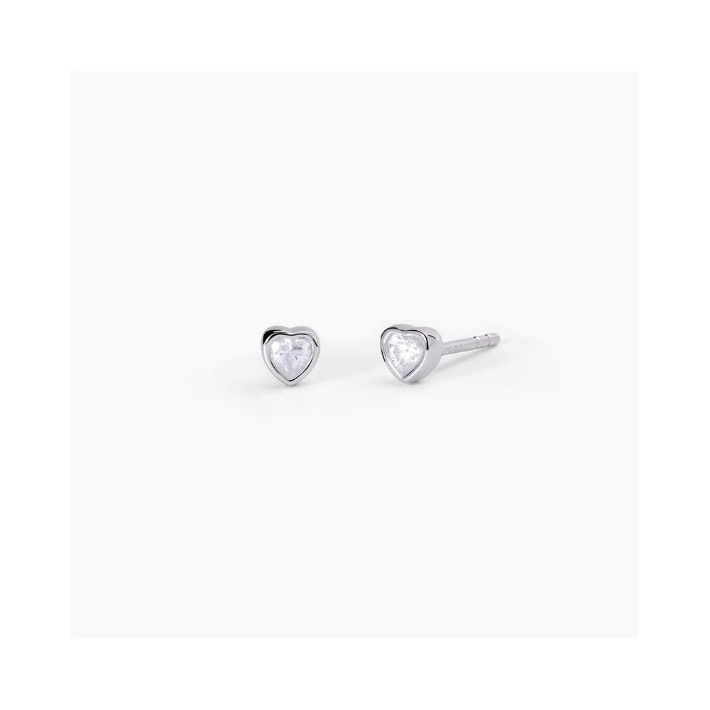 1 - Woman light point heart earrings Silver Mabina with zircons 563602