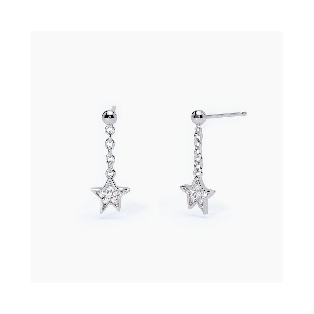 1 - Woman pendant star earrings Silver Mabina with zircons 563616