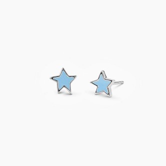 1 - Mabina silver star girl earrings with enamel 563618