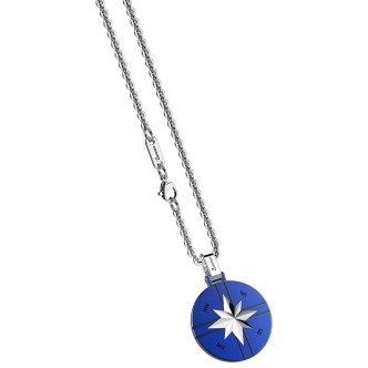 1 - Zancan Hiteck blue wind rose man necklace steel EHC106