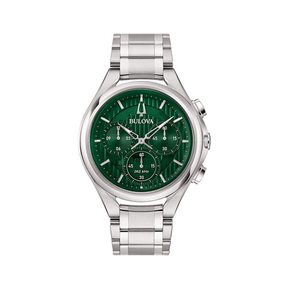 1 - Orologio cronografo uomo Bulova Curv Dress acciaio fondo verde 96A297