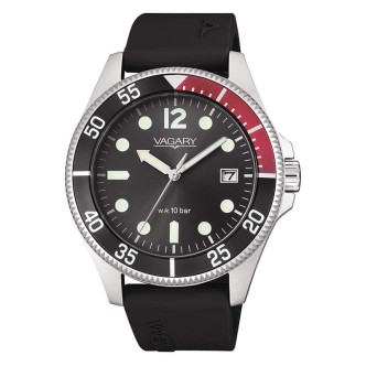 1 - Vagary Aqua 39 men's time only watch black silicone VD5-112-60