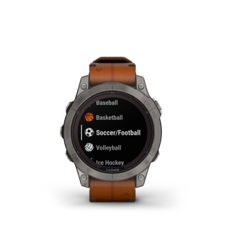 1 - Garmin Fenix 7 Pro Brown Sapphire Solar Edition Watch 010-02777-30 Leather Strap