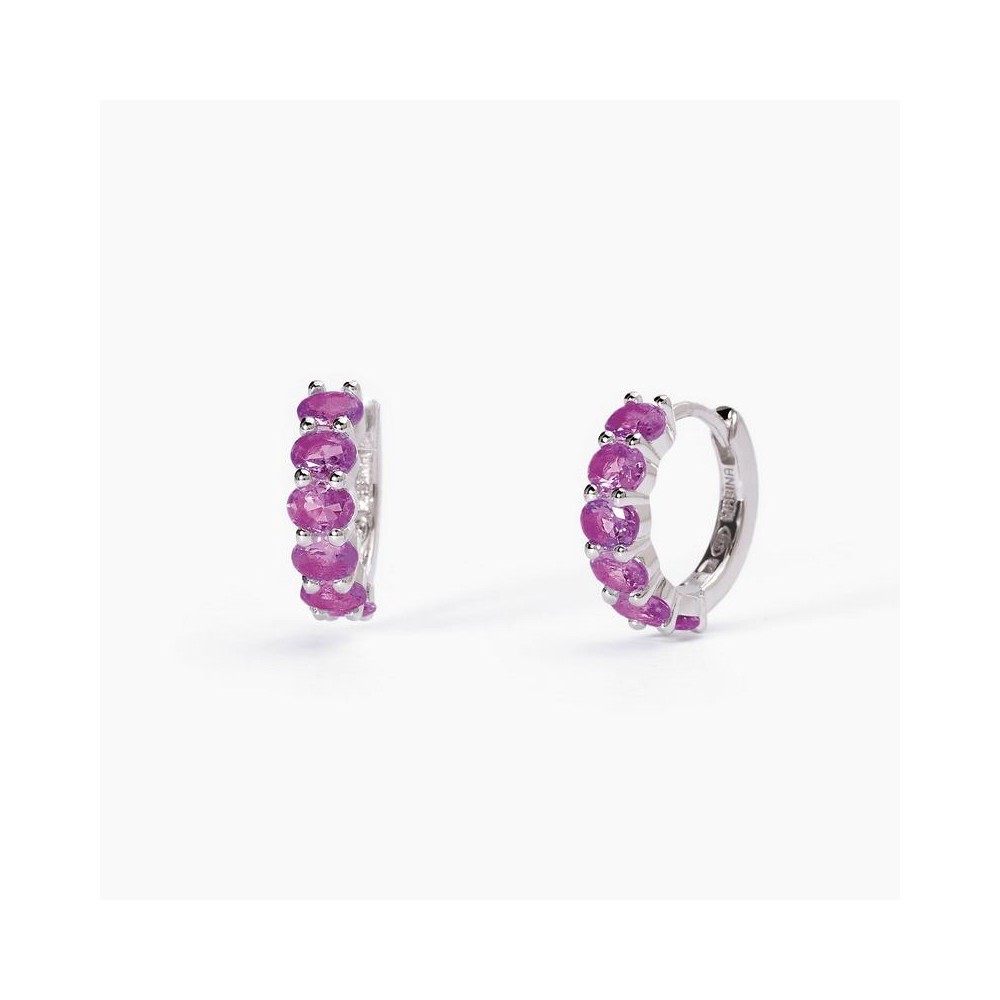 1 - Mabina Silver circle woman earrings with purple zircons 563578