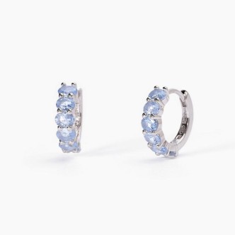 1 - Women's Mabina Silver circle earrings with synthetic aquamarine 563581