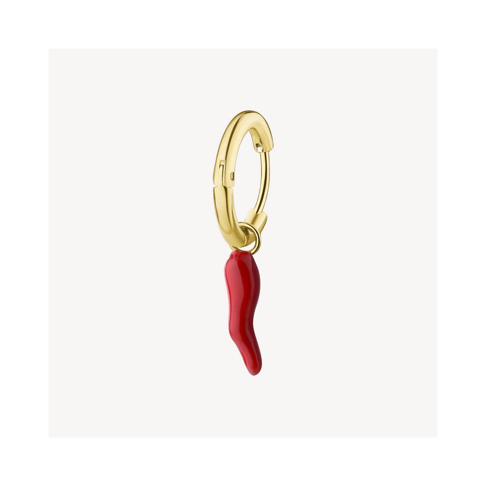 1 - Single earring Brosway Chakra red horn BHKE138 golden steel