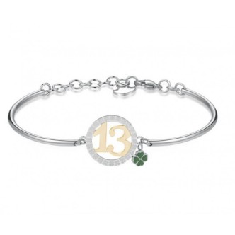 1 - Bracciale Brosway BHK284 numero 13 in acciaio 316L PVD Oro con cristalli Swarovski collezione Chakra