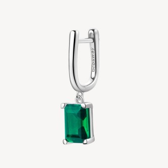 1 - Brosway Fancy Silver single earring with green zircon FLG07