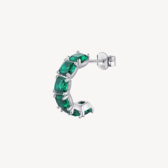 1 - Silver Brosway Fancy single earring with green zircons FLG08