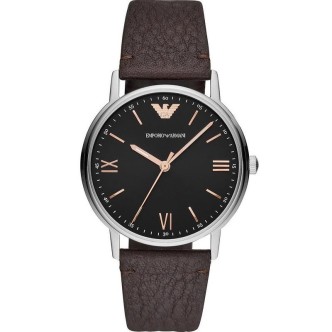 1 - Watch Emporio Armani steel only time man analog leather strap AR11153