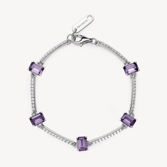 1 - Brosway Fancy Silver woman bracelet with white and purple zircons FMP06