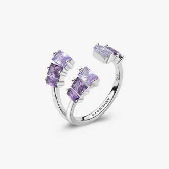 1 - Anello Argento Brosway Fancy con zirconi viola FMB17B