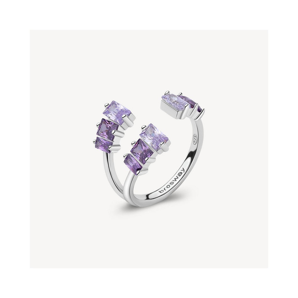 1 - Anello Argento Brosway Fancy con zirconi viola FMB17B