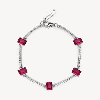 1 - Bracciale donna Argento Brosway Fancy con zirconi bianchi e rossi FPR04