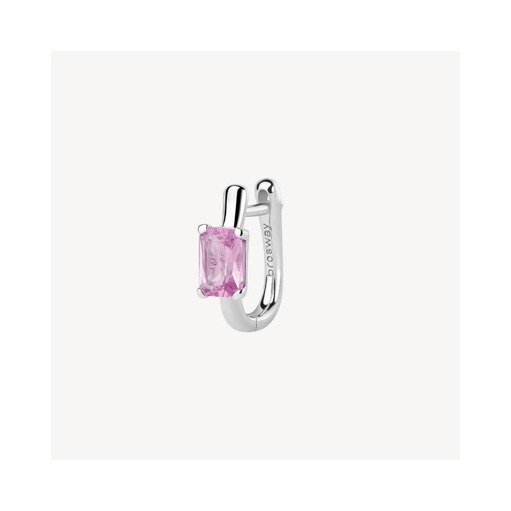 1 - Silver Brosway Fancy single earring with pink zircon FVP07