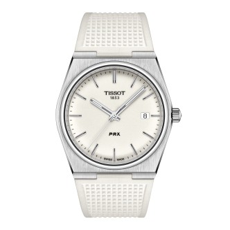 1 - Orologio uomo Tissot PRX bianco solo tempo T137.410.17.011.00 cinturino in silicone