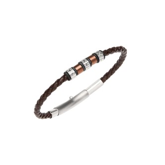 1 - Breil Wanderlust TJ3371 men's bracelet in brown leather and steel