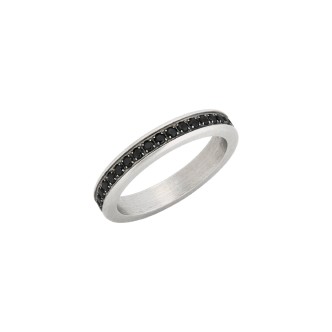 1 - Breil Light Row man ring TJ3363 steel and black cubic zircons.