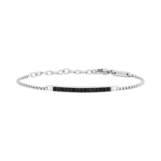 1 - Breil Light Row men's bracelet TJ3362 steel and black zircons.