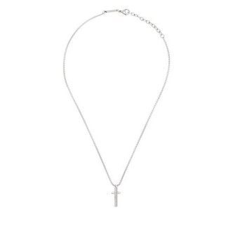 1 - Breil Light Row men's cross necklace TJ3360 steel and black zircons.