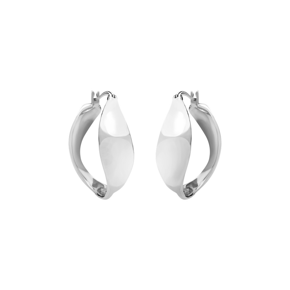 1 - Breil B Whisper wavy woman earrings in polished steel TJ3386