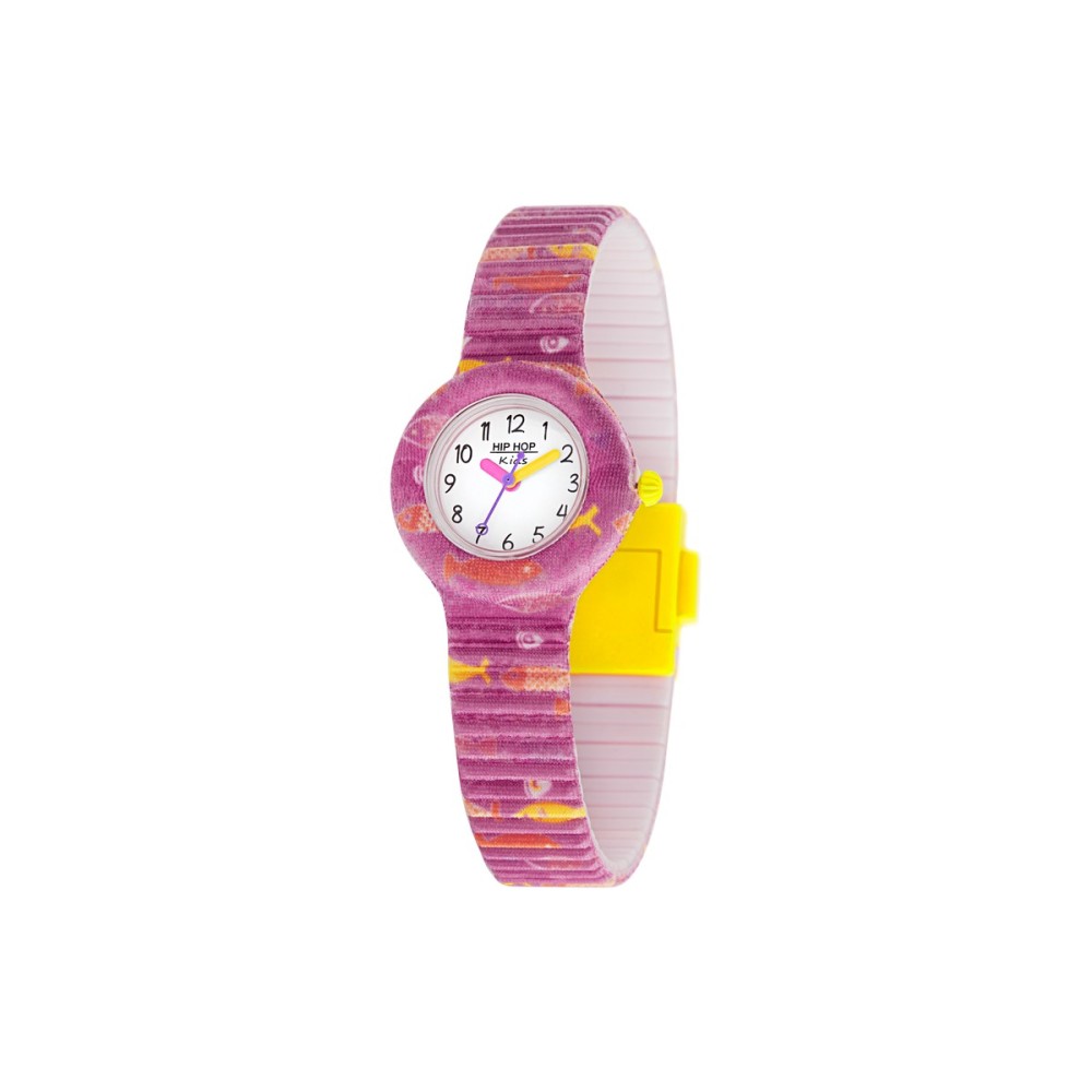 1 - Hip Hop Kids Fun purple fish girl watch only time silicone HWU1158