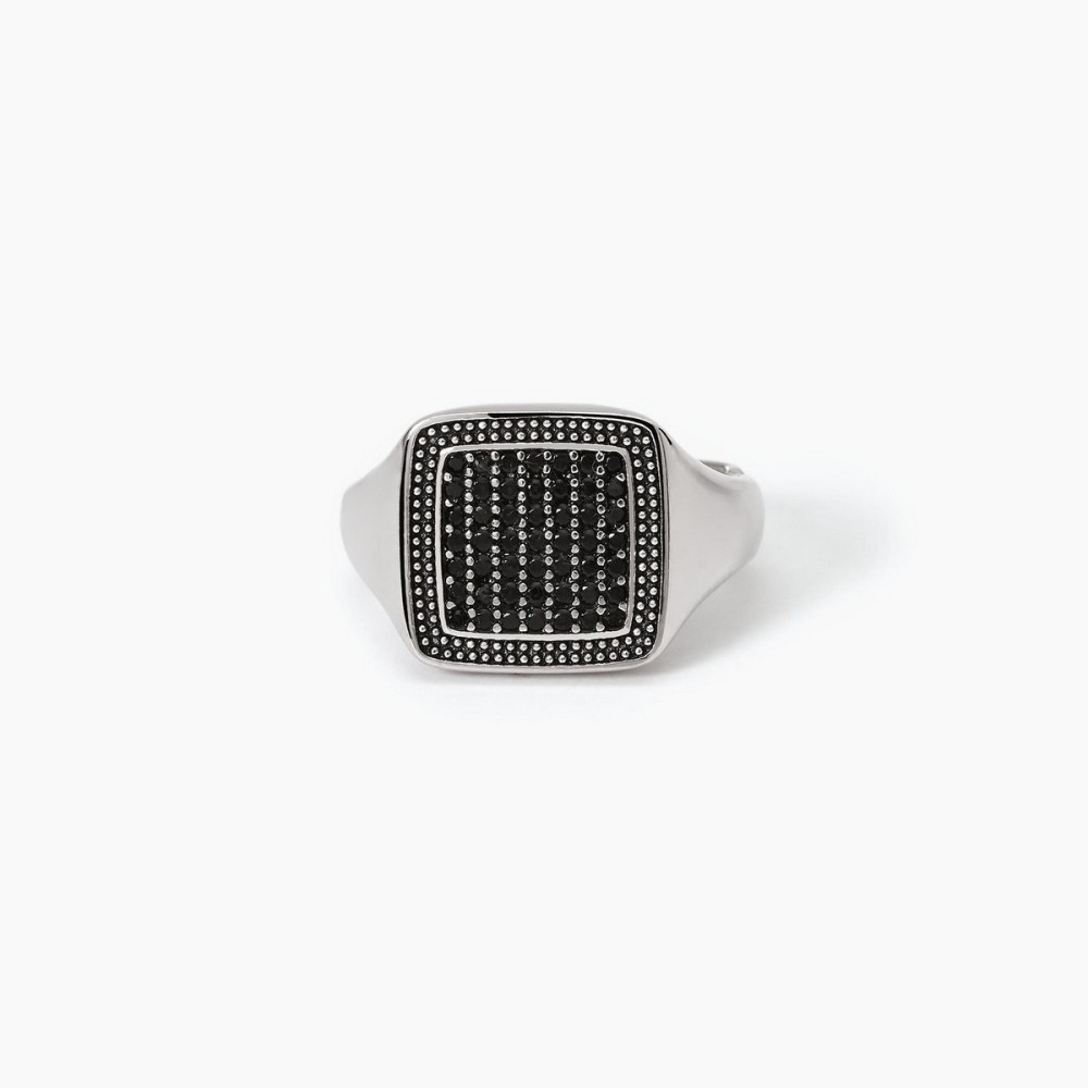 1 - Mabina Chevalier 523322 men's ring silver with zircons. Adjustable size ring made of burnished silver with black zircons. De