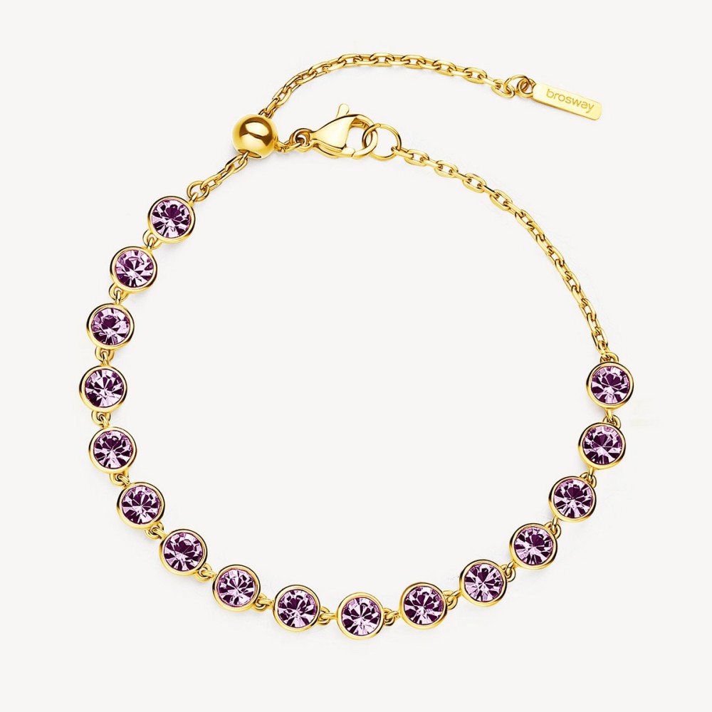 1 - Women's golden steel bracelet and purple crystals Brosway Symphonia BYM154.