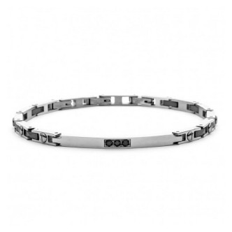 1 - 4 US Paciotti steel man bracelet with black zircons 4UBR5590.